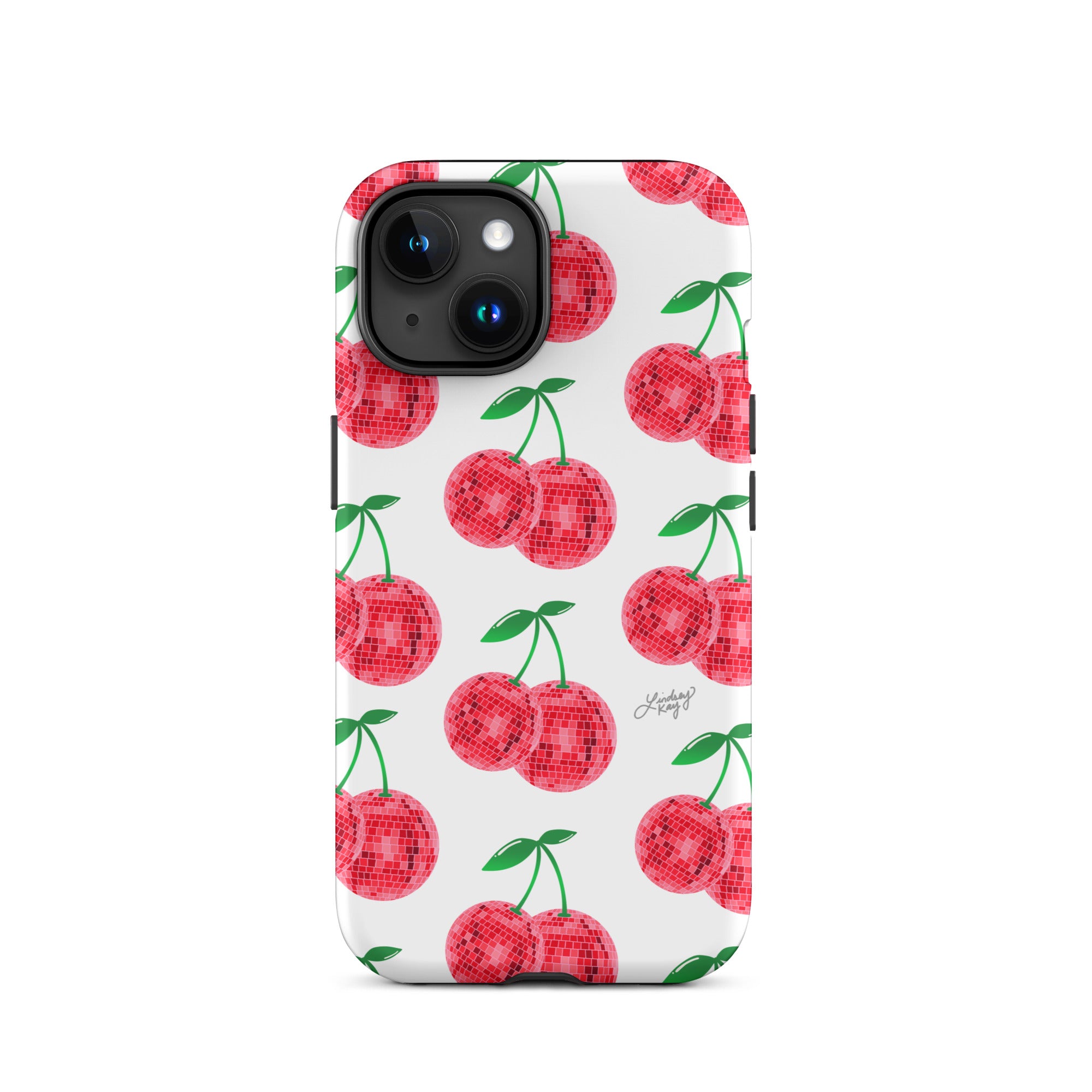 Patrón de cerezas disco rojas - Funda resistente para iPhone®